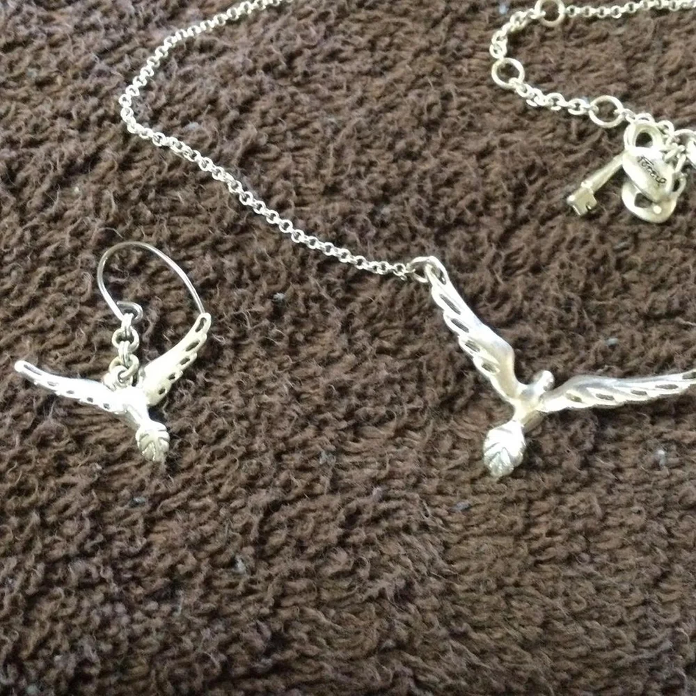 Fossil Bird Necklace and Earring Set - Picture 2 of 4